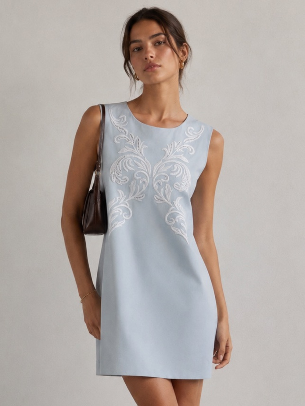 Brooks Brothers | Powder Blue Sheath Dress | Size 16 | Embroidered Sleeveless